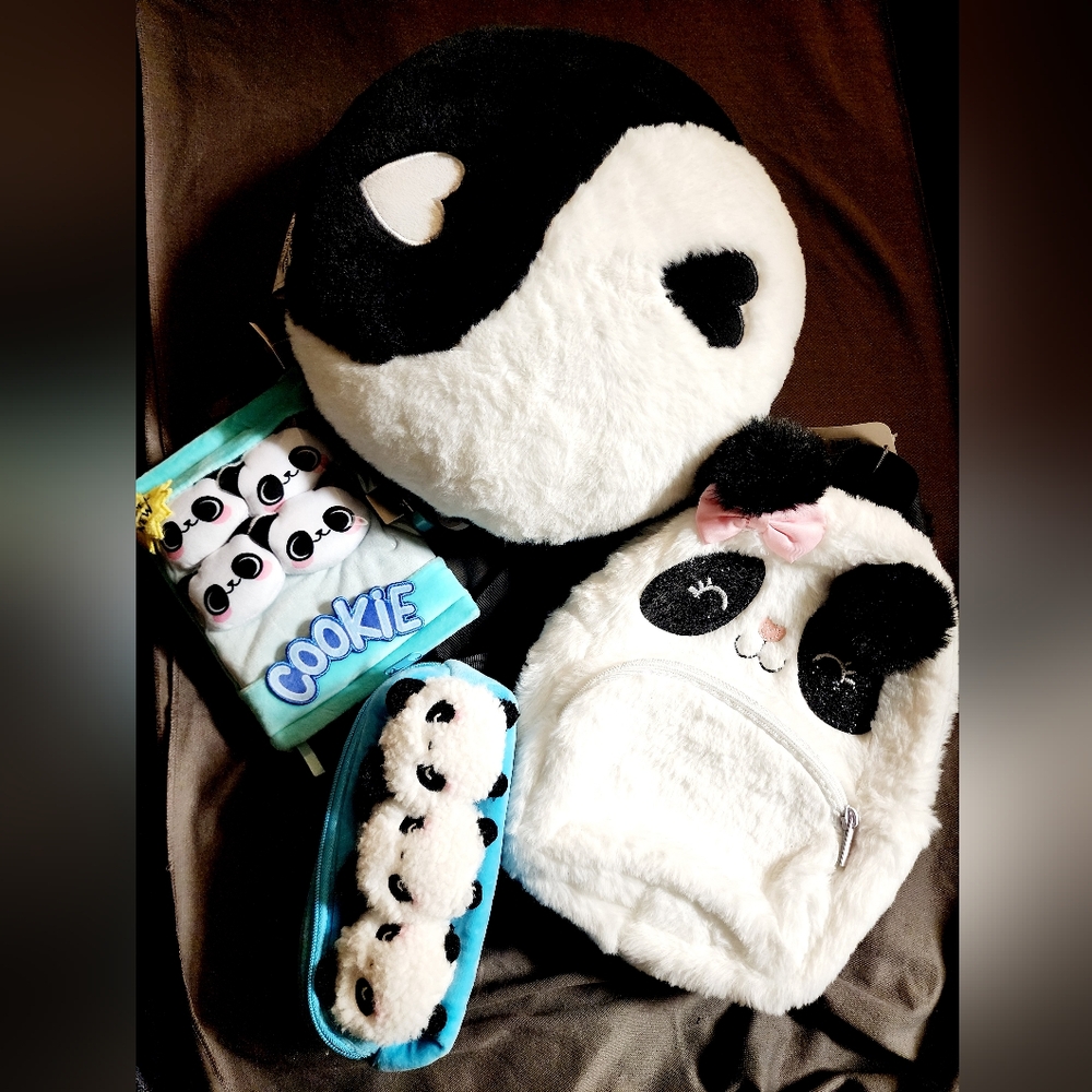 Claire's Bundle, yin yan pillow, journal, pencil case and backpack